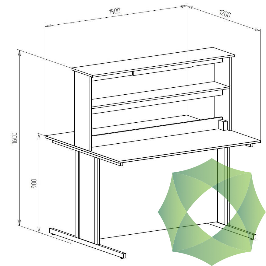 Стол производственный с надстройкой